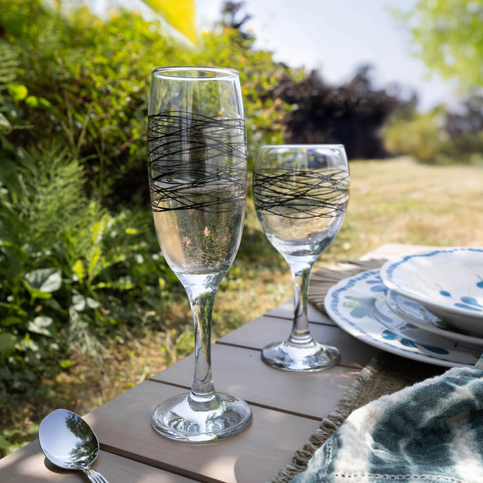 Lot de 6 flutes 22cl en verre SERPENTIN