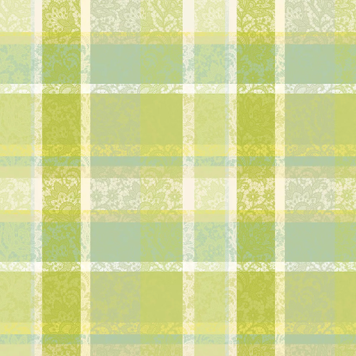 Nappe pur coton motif jacquard vert Mille dentelles prairie