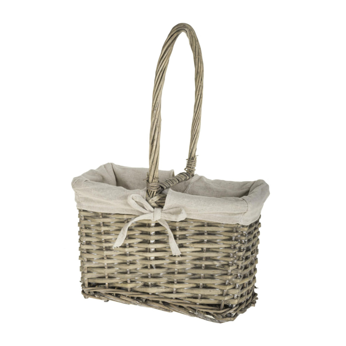 Porta Bottiglie In Vimini Con Manico. Altezza 40 Cm - Pezzi 3 - 26X40X15cm - Colore: Grigio - Bianchi Dino - Cesteria