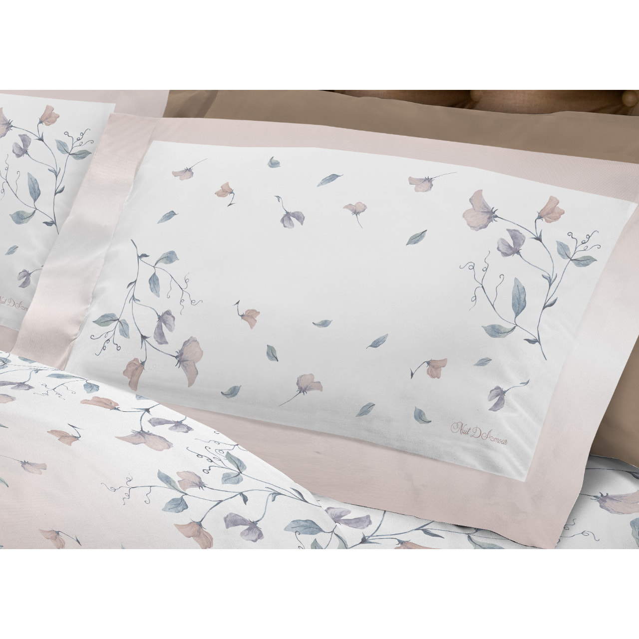Completo Lenzuola In Calda Flanella Made In Italy Linea Europa Peaflower Beige