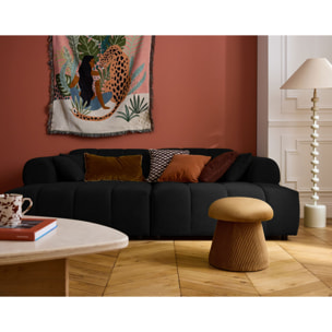 Ray - canapé droit 4 places avec double méridienne - assise profonde - en tissu texturé - Noir