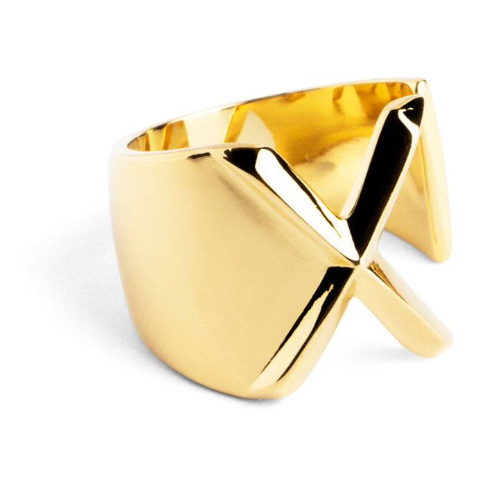 Anillo Personalizado Letter Signet Baño Oro