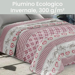 INTRECCI Piumino Una Piazza e Mezza, 220x260cm, Piumino Ecologico, Caldo, Invernale, 300 g/m², Anallergico e Antiacaro, Made in Italy, Lavabile in Lavatrice, Soffice, Morbido. Fantasia: Tirolo