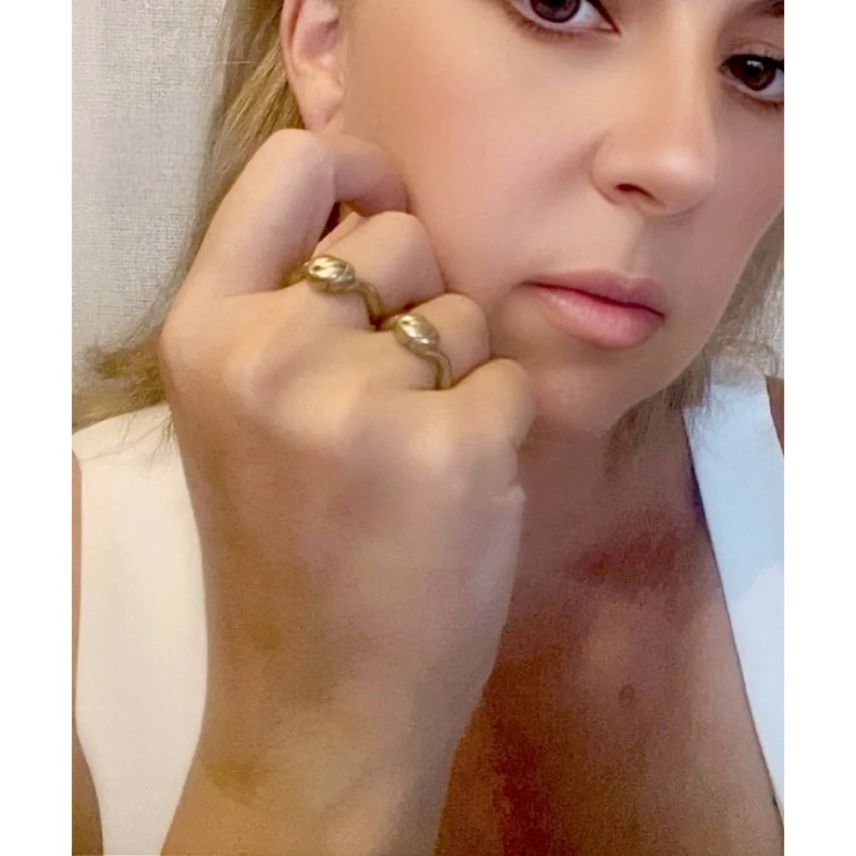 Pareja de anillos Vida en dorado chapado latón