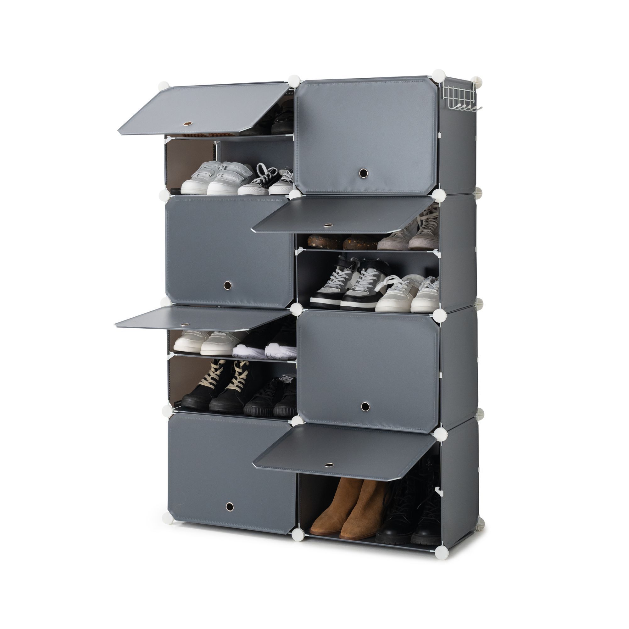Scarpiera modulare portatile - 28 paia - grigio - 84x128x32 cm