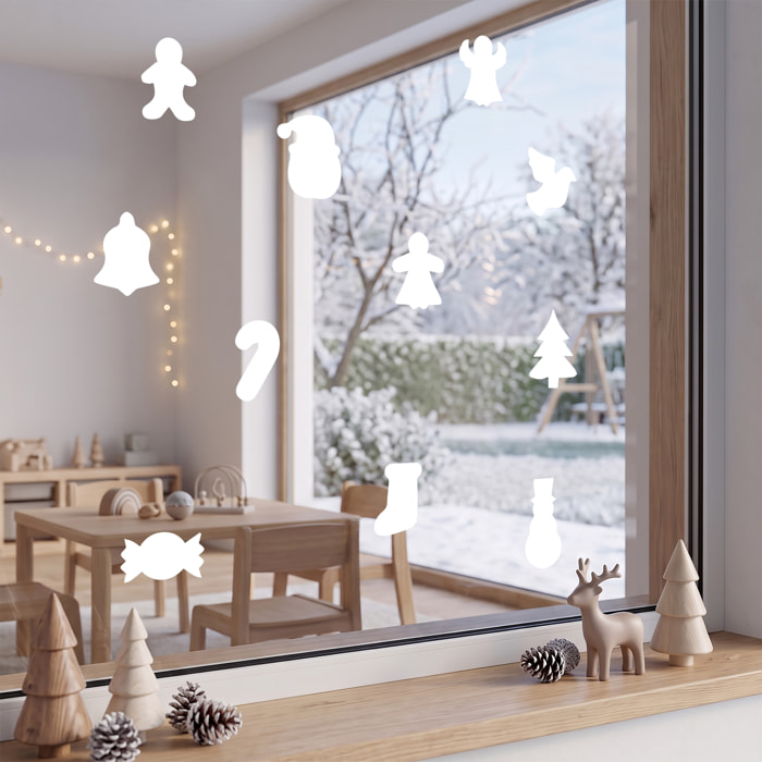 Stickers électrostatiques Noël - Autocollants adhésifs fenêtres noël - décoration fêtes