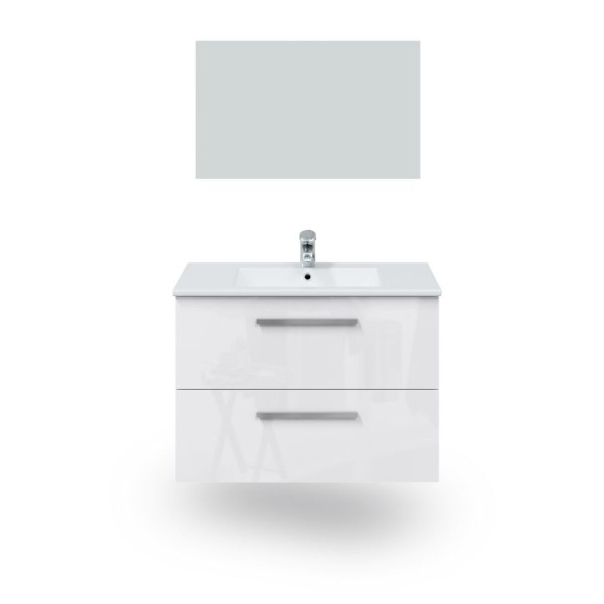 Mueble de baño con espejo Feel 2 cajones Blanco Brillo