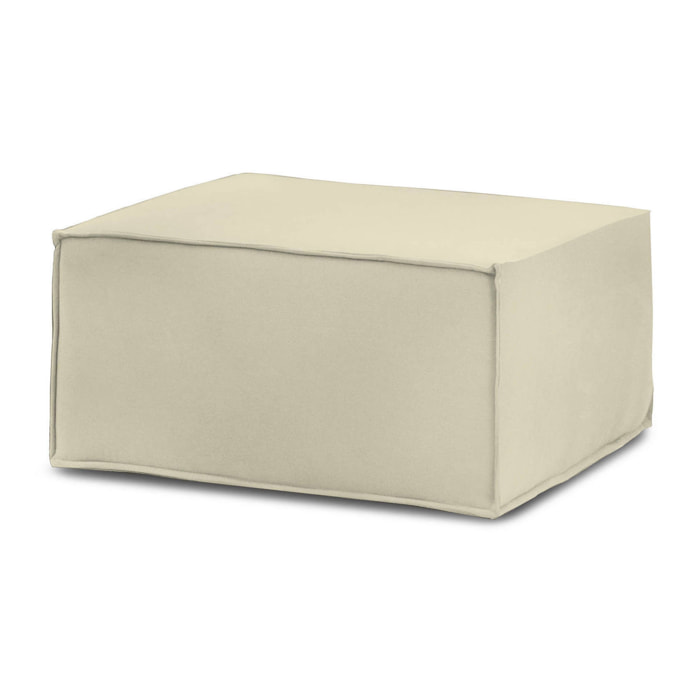 Pouf Avolasca, Pouf da salotto, Poltroncina relax in tessuto imbottito, 100% Made in Italy, 80x70h43 cm, Beige