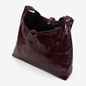 Bolso de hombro burdeos efecto cocodrilo