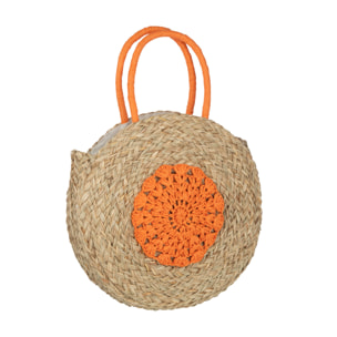 J-Line sac de plage Rond Fleur - jonc de mer - naturel/orange