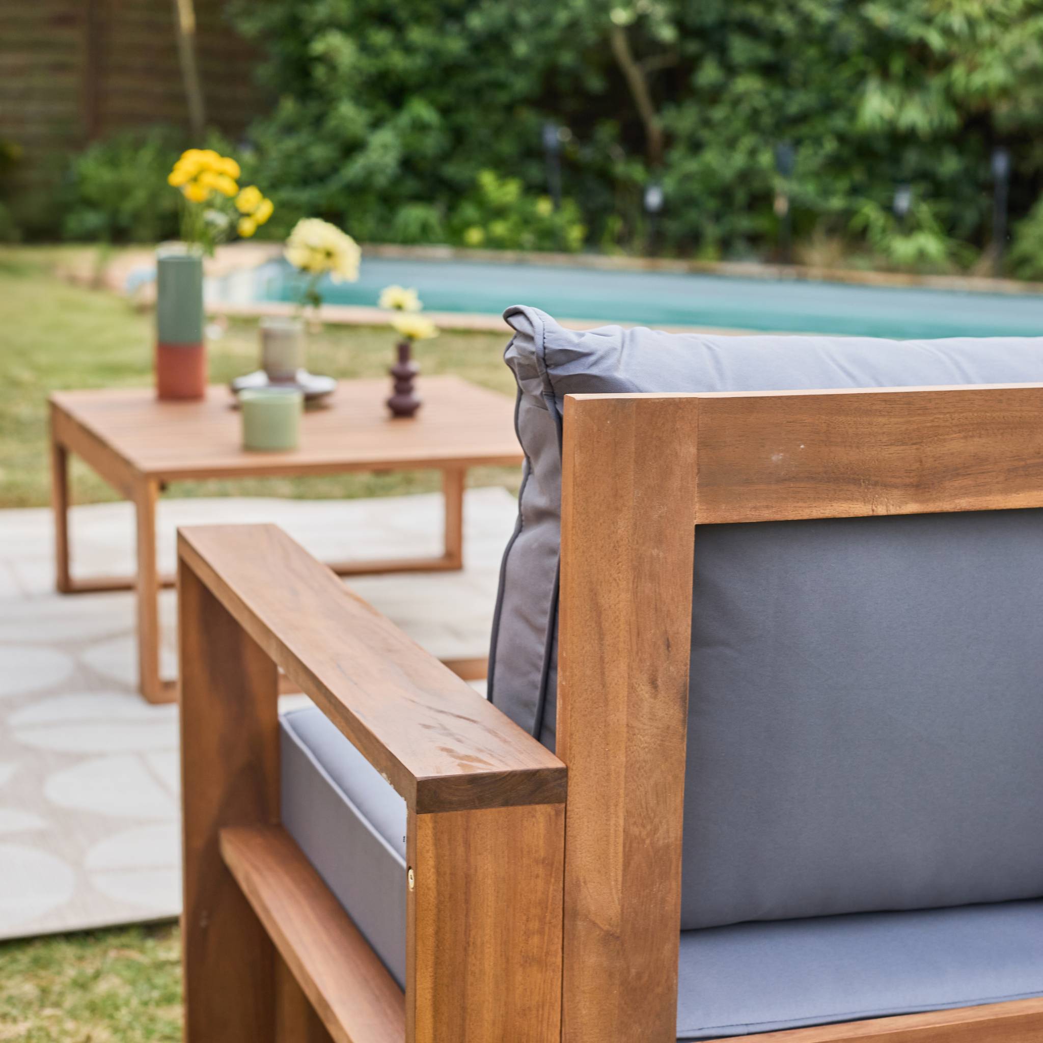 Salon de jardin bois d'acacia 5 places MENDOZA