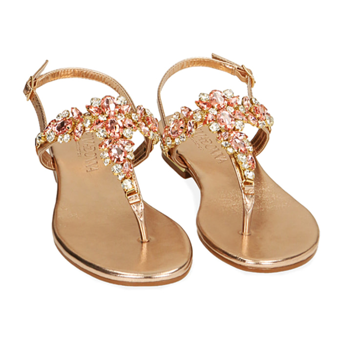 Sandalias planas de oro rosa