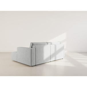 Topaze - canapé d'angle droit 4 places convertible avec coffre en velours côtelé - Gris clair