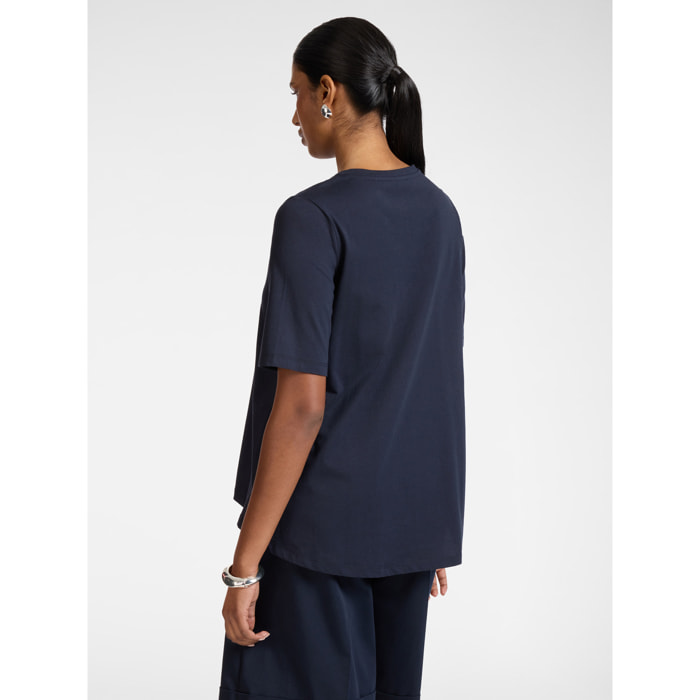 Elena Mirò - Camiseta de algodón con lentejuelas - Azul