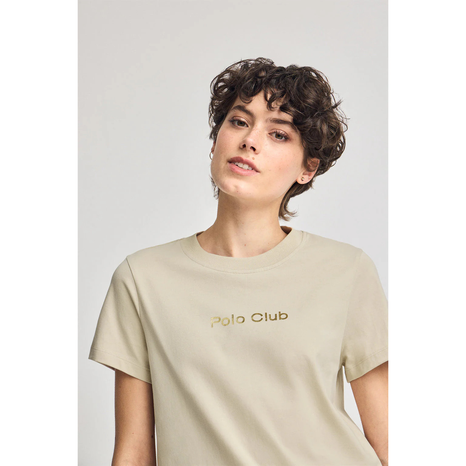 Camiseta Diamond beige con print foil Polo Club