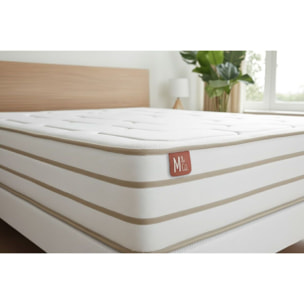 Ensemble Matelas Le Douillet - 26cm - Mémoire de forme - Matériaux éco-responsable - Sommier kit Blanc