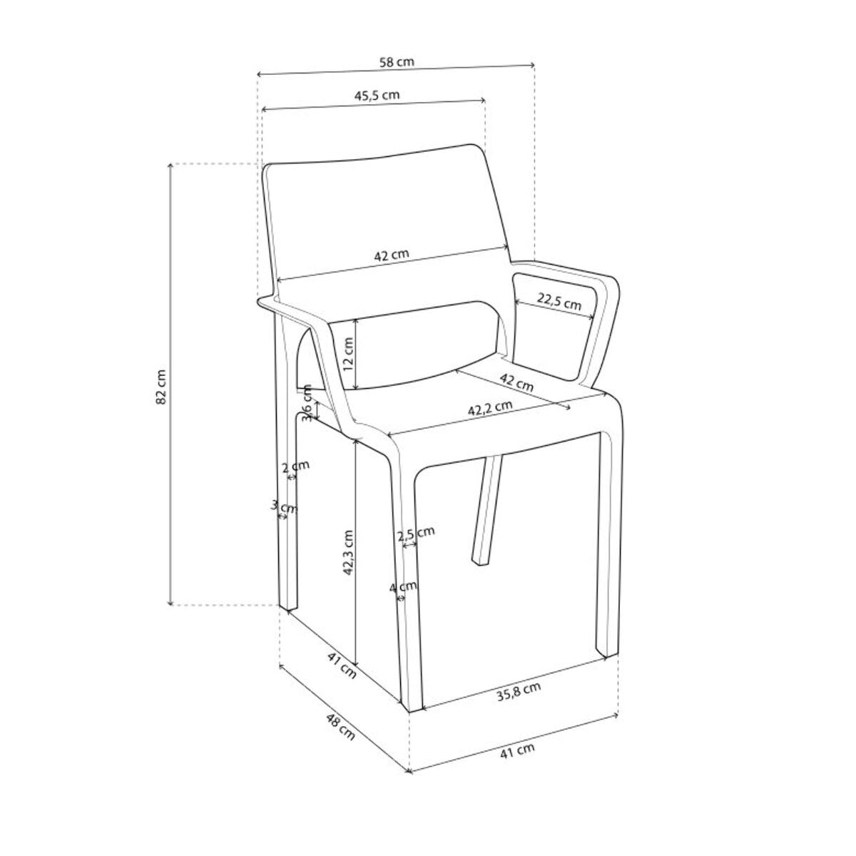 Pack 4 sillas de exterior Ocean Antracita