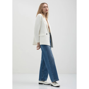 Jeans wide leg con nervature