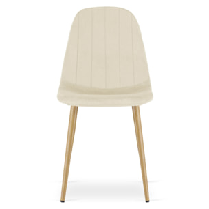 Sedia Padva in Velluto Beige e Gambe Effetto Rovere