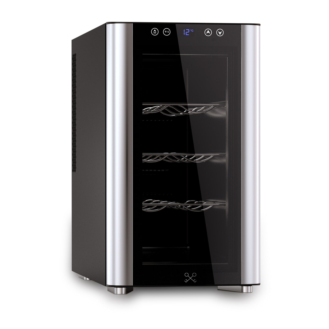 Les Petit Champs Vinoteca 8 Botellas CAVS8, Capacidad 23L, Puertas de Acero Inoxidable, Ajuste de Temperatura de 11°C a 18°C, Sistema Termoeléctrico, Iluminación LED, Anti-UV, 3 estantes