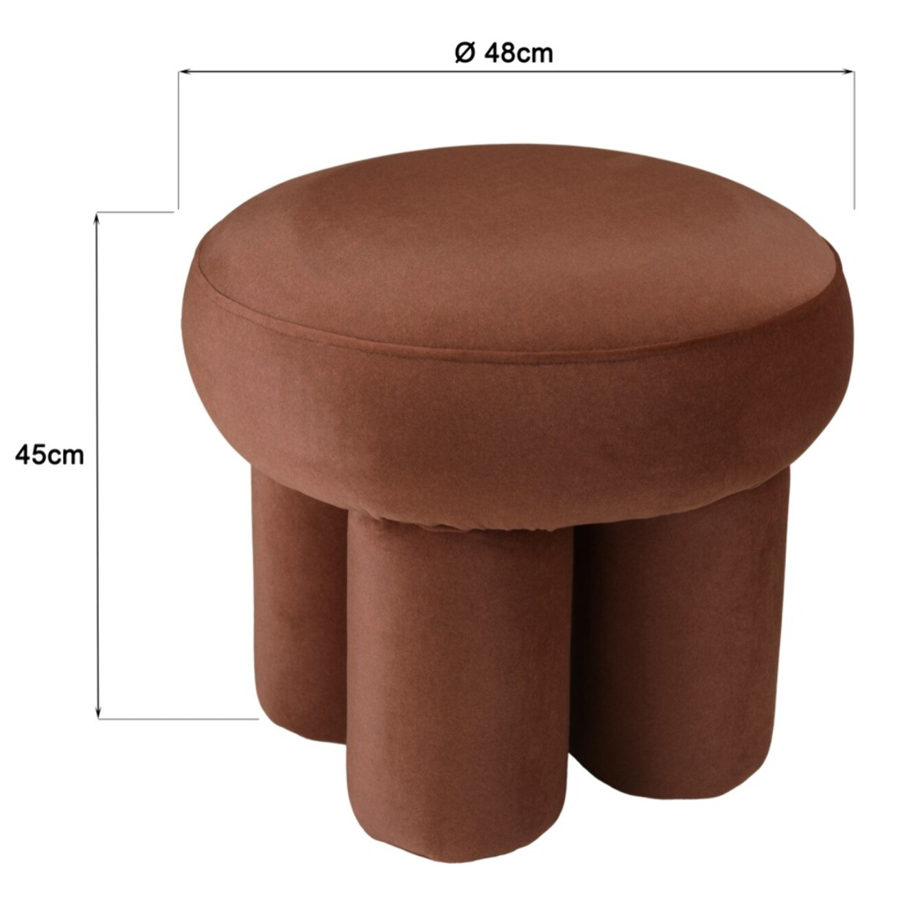 LEOPOLD - Pouf forme design n°2 en tissu effet velours marron