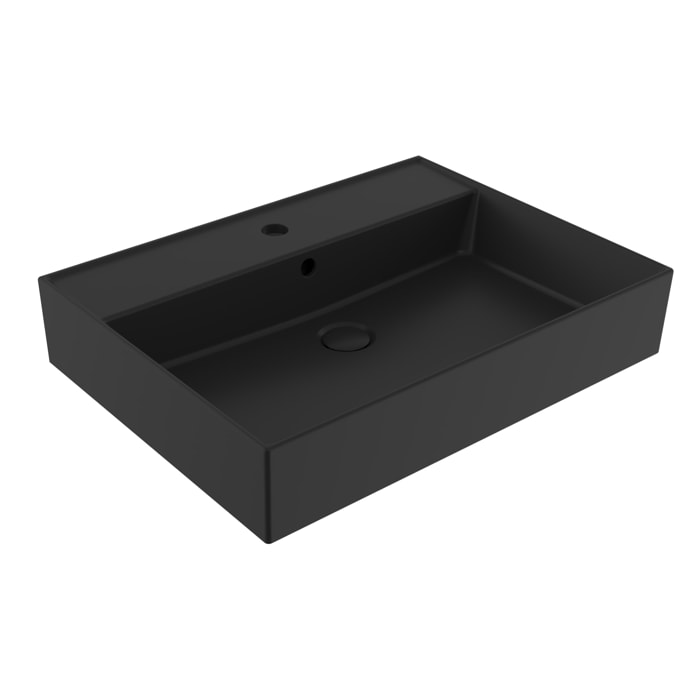 Lavabo 60,5 x 46,5 cm - noir mat - avec trop-plein - 1 trou de robinetterie - SAT Infinitio