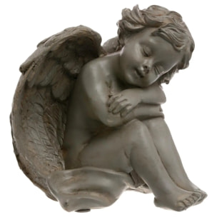 Ange assis H.15,5cm résine