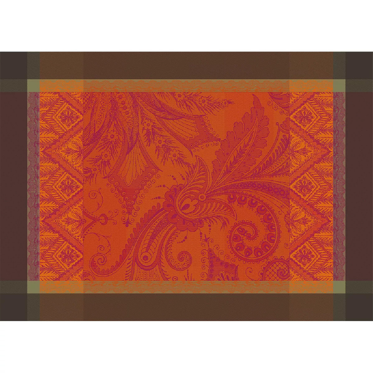 Set pur coton anti tache motif jacquard Grace flamboyant