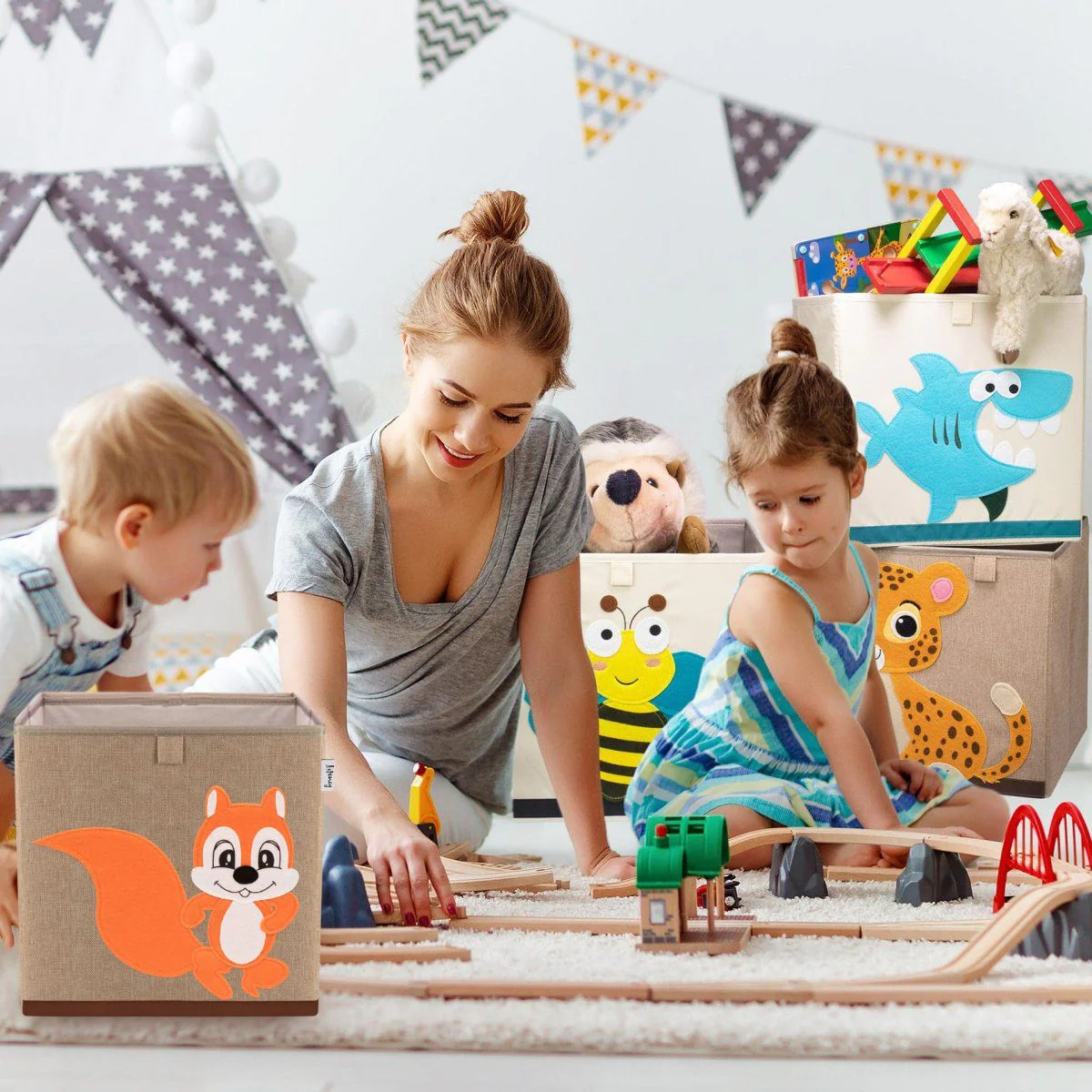 Boîte de rangement en tissu pour enfant "écureuil", compatible Ikea Kallax Lifeney