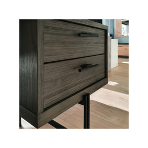 Bureau en bois massif cendré et métal noir 140 cm - BELLAGIO