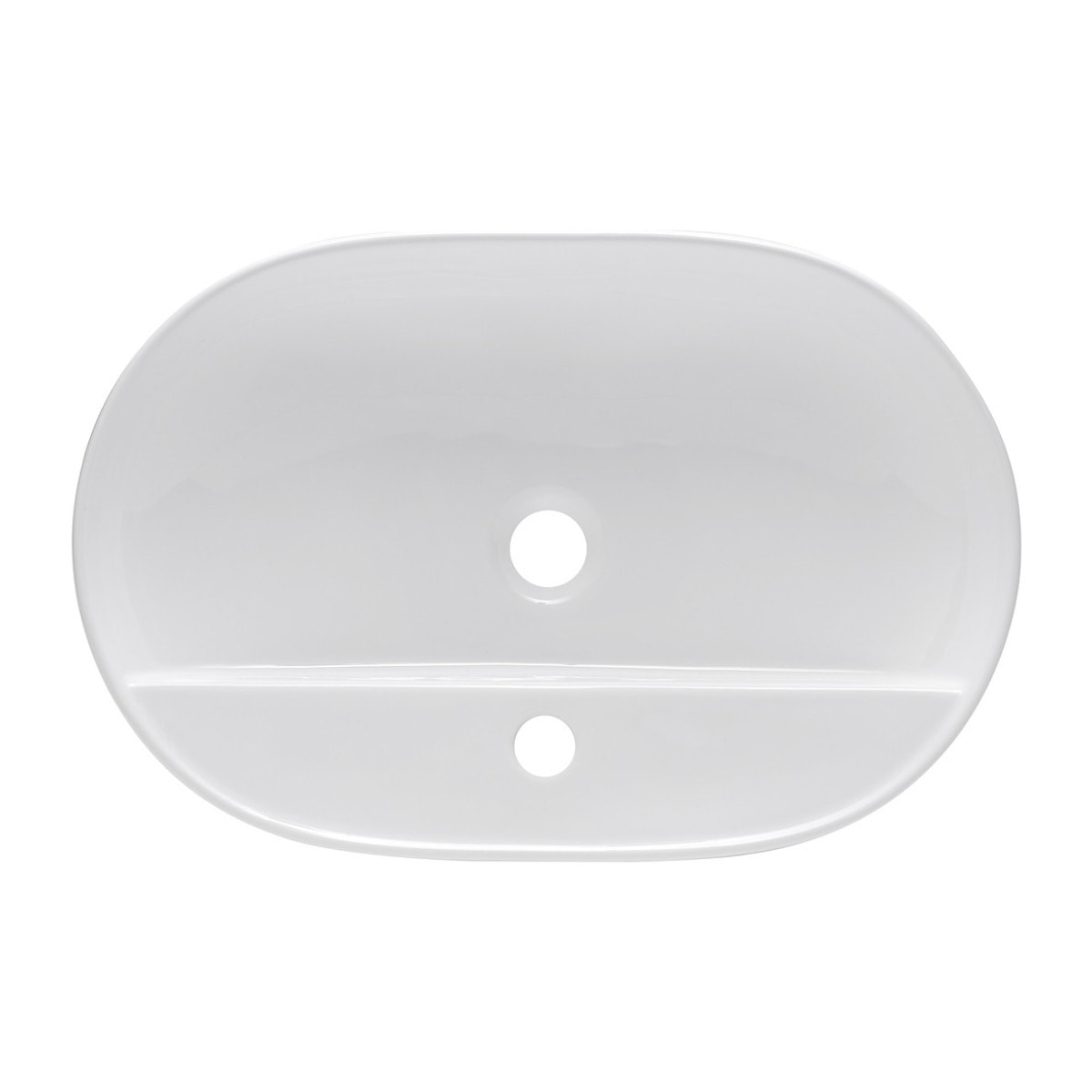 Vasque à poser ovale 60 x 40 cm - blanc brillant - avec trou de robinetterie - sans trop-plein - SAT Infinitio
