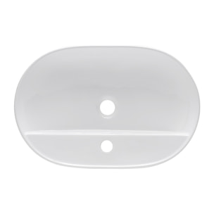 Vasque à poser ovale 60 x 40 cm - blanc brillant - avec trou de robinetterie - sans trop-plein - SAT Infinitio