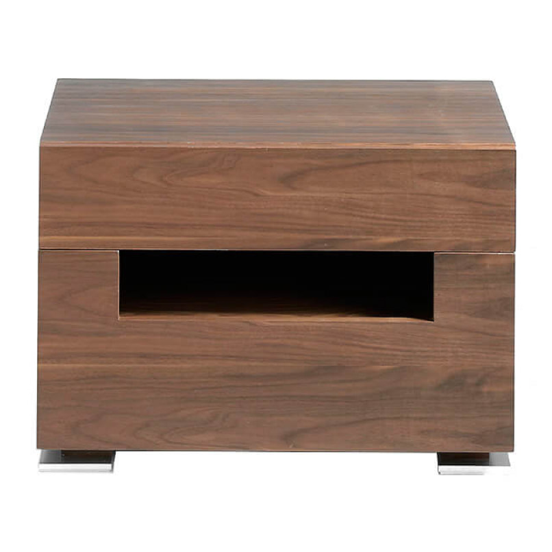 Mesa de noche de DM y nogal 58x38x41cm