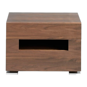 Mesa de noche de DM y nogal 58x38x41cm