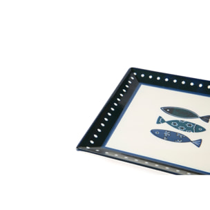 Service 18 Assiettes Carrées Excelsa – Ocean, Céramique Bleue