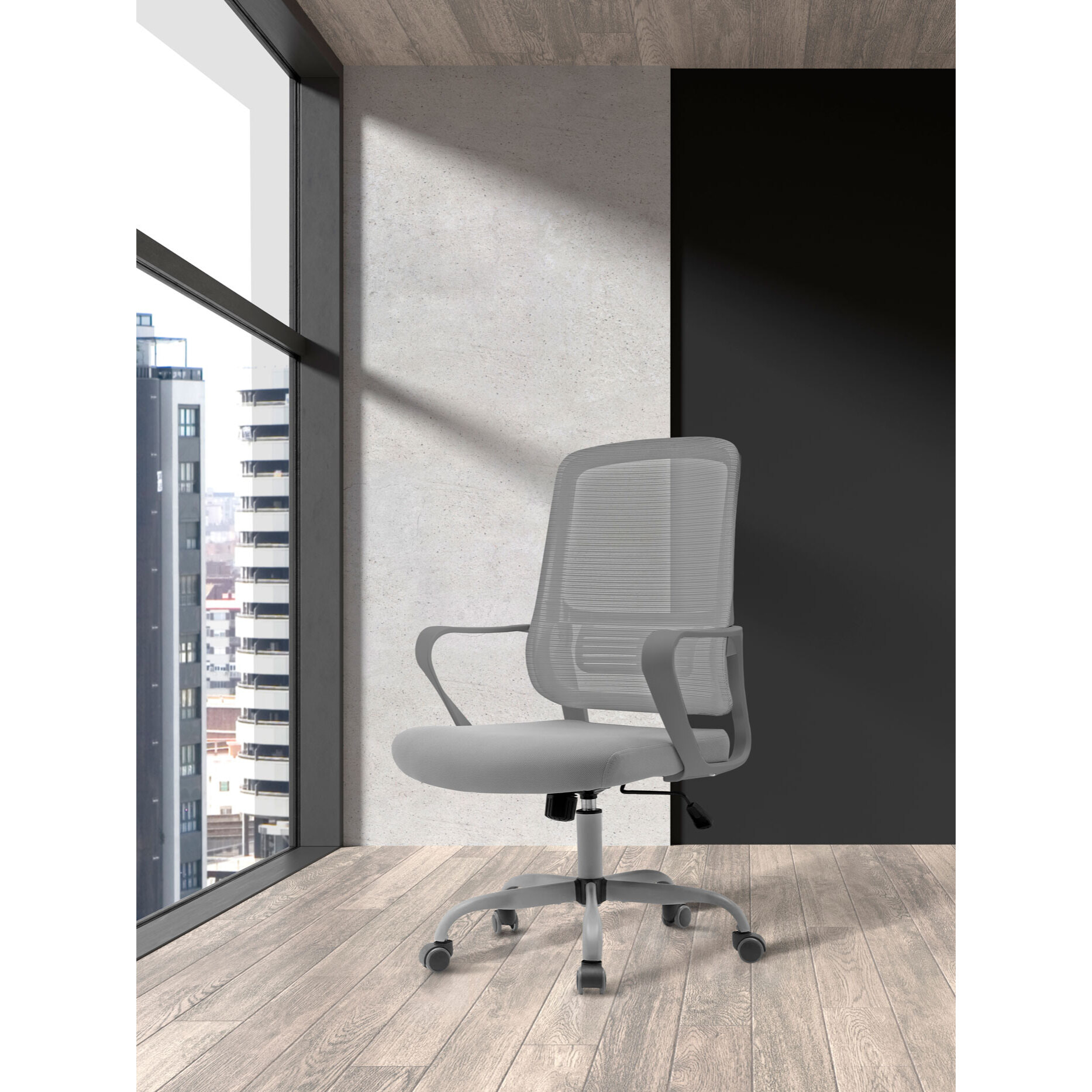 Silla de estudio Noah tela y malla gris 109x59x56 cm