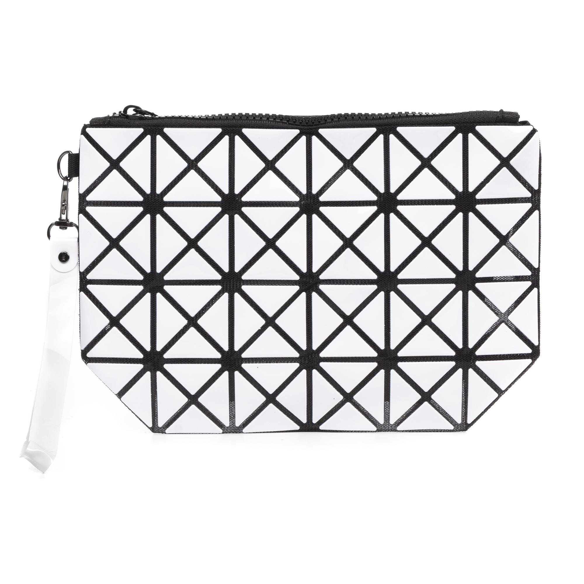 Pochette Zerbolò dal design geometrico, realizzata in PVC.