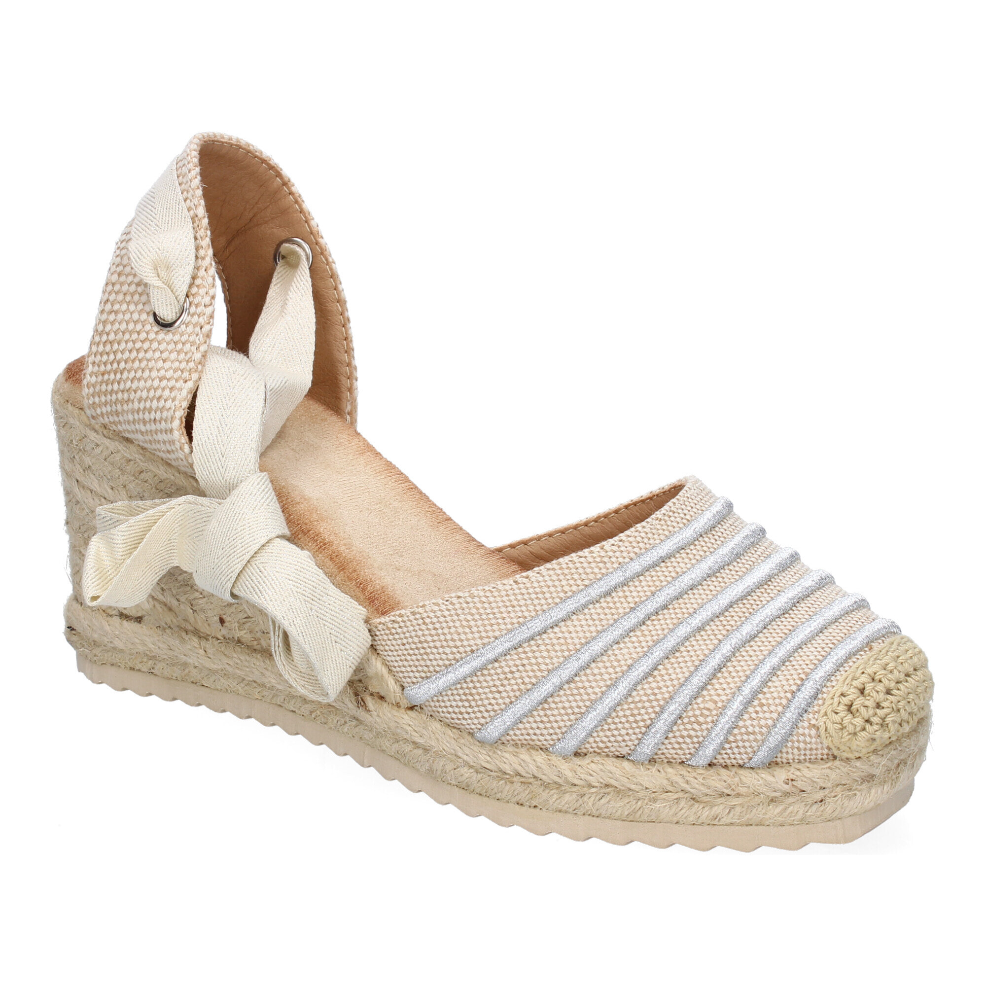Sandalia de Mujer con Cuña de Yute, Comodas y Elegantes, Diseño Moderno con Cintas