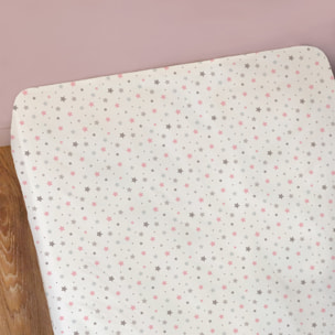 Drap-housse imprimé 100% coton, SWEET DREAMS PINK