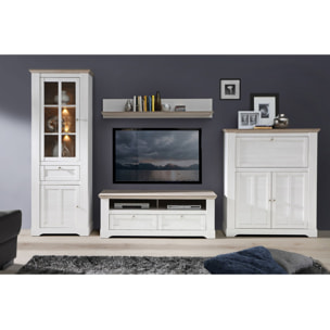 Etagère murale 205cm en bois effet chêne clair blanchi - ILONA