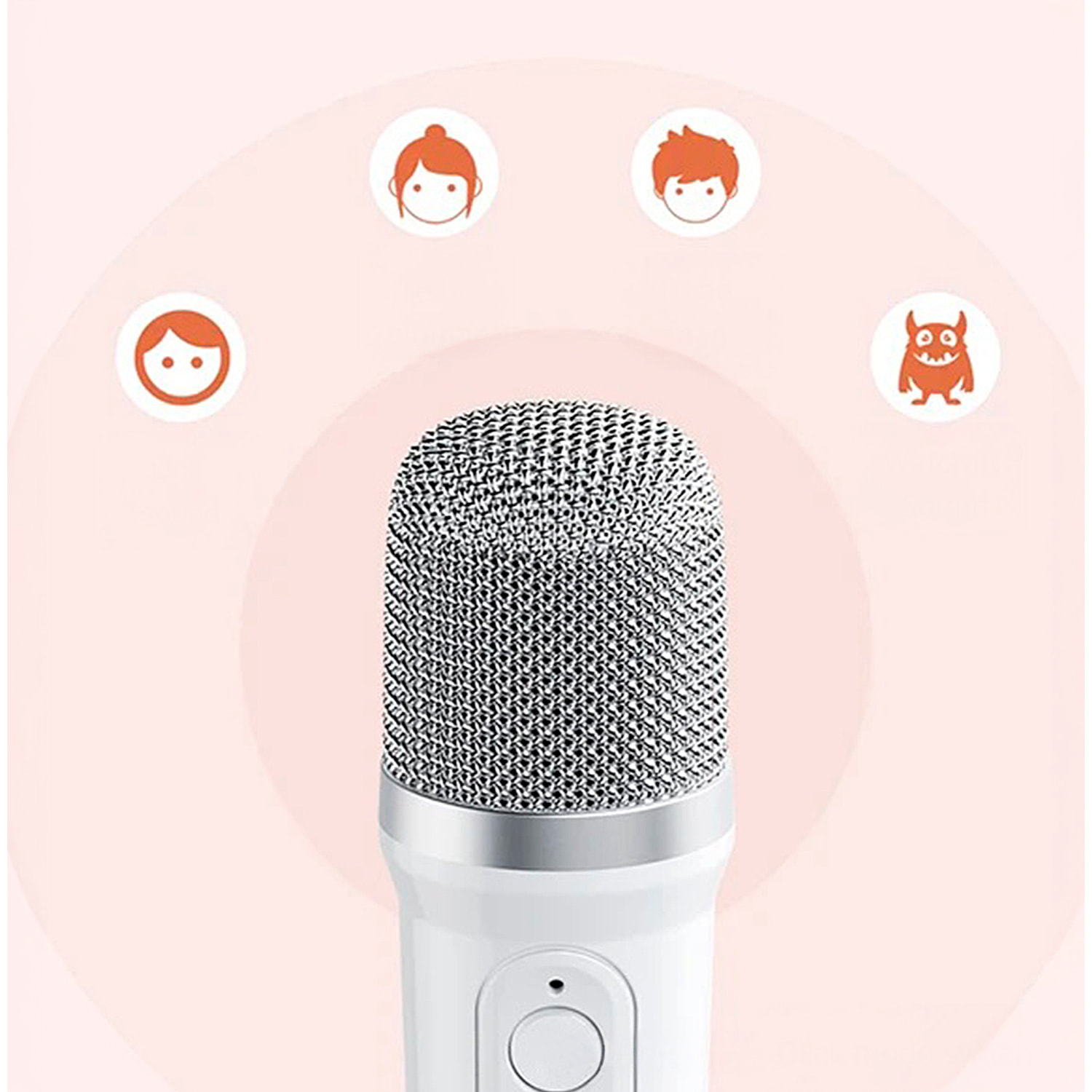 Altavoz karaoke con diseño moderno G, luces LED dinámicas y sonido optimizado con DSP. Incluye micrófono multifunción con cancelación y efectos de voz.