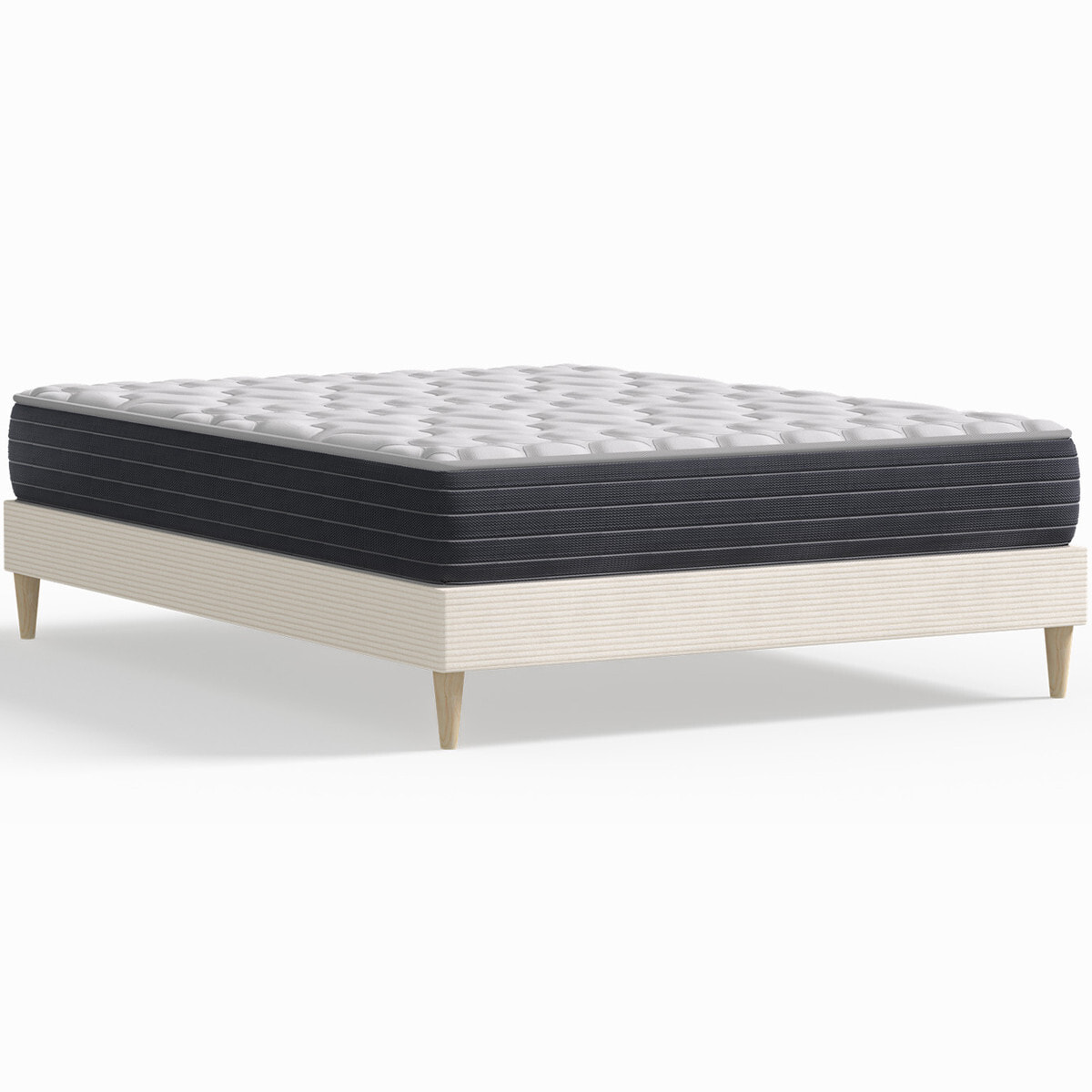 Pack lit en velours côtelé + Matelas mémoire de forme - DINA & MEMO HR