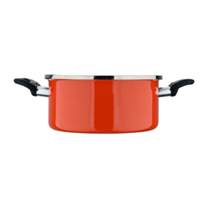 Cacerola con tapa ø24 cm acero al carbono de color naranja, antiadherente y resistente expert valencia san ignacio