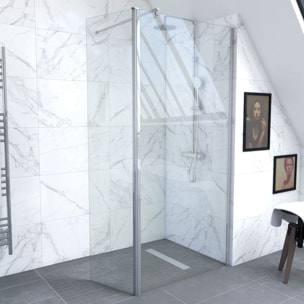 Paroi de douche a l'italienne - 90x200cm + Barre de fixation recoupable+ Volet pivotant