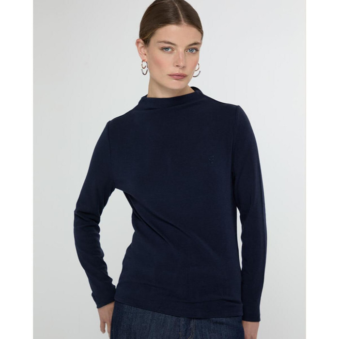 Maglietta a righe manica lunga collo alto