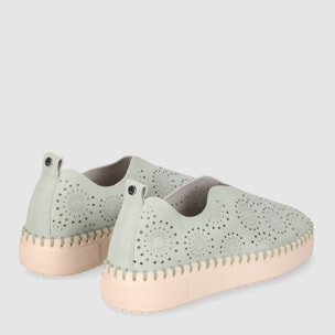 Zapatos de Tejido - Manzana/Lg.Green - Tacón: Bajo