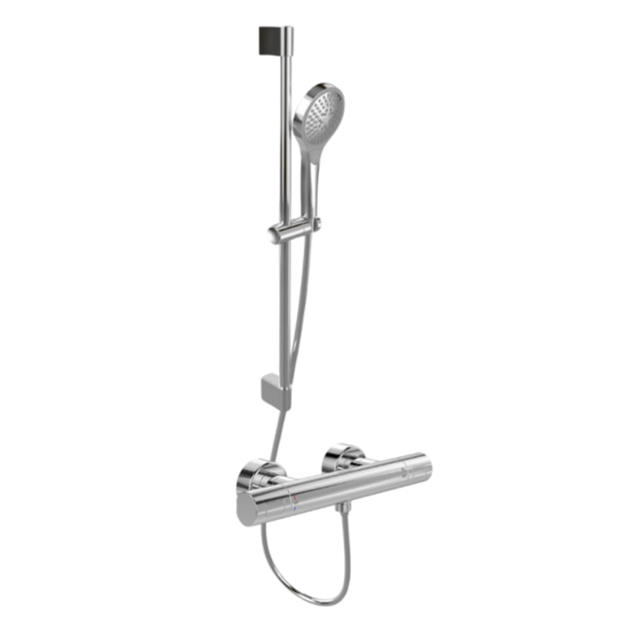 Mitigeur douche thermostatique VILLEROY ET BOCH Universal rond + Ensemble de douche Verve Showers 3 jets