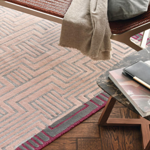 Tapis salon et chambre fait à la main en laine motif géométrique CIOL