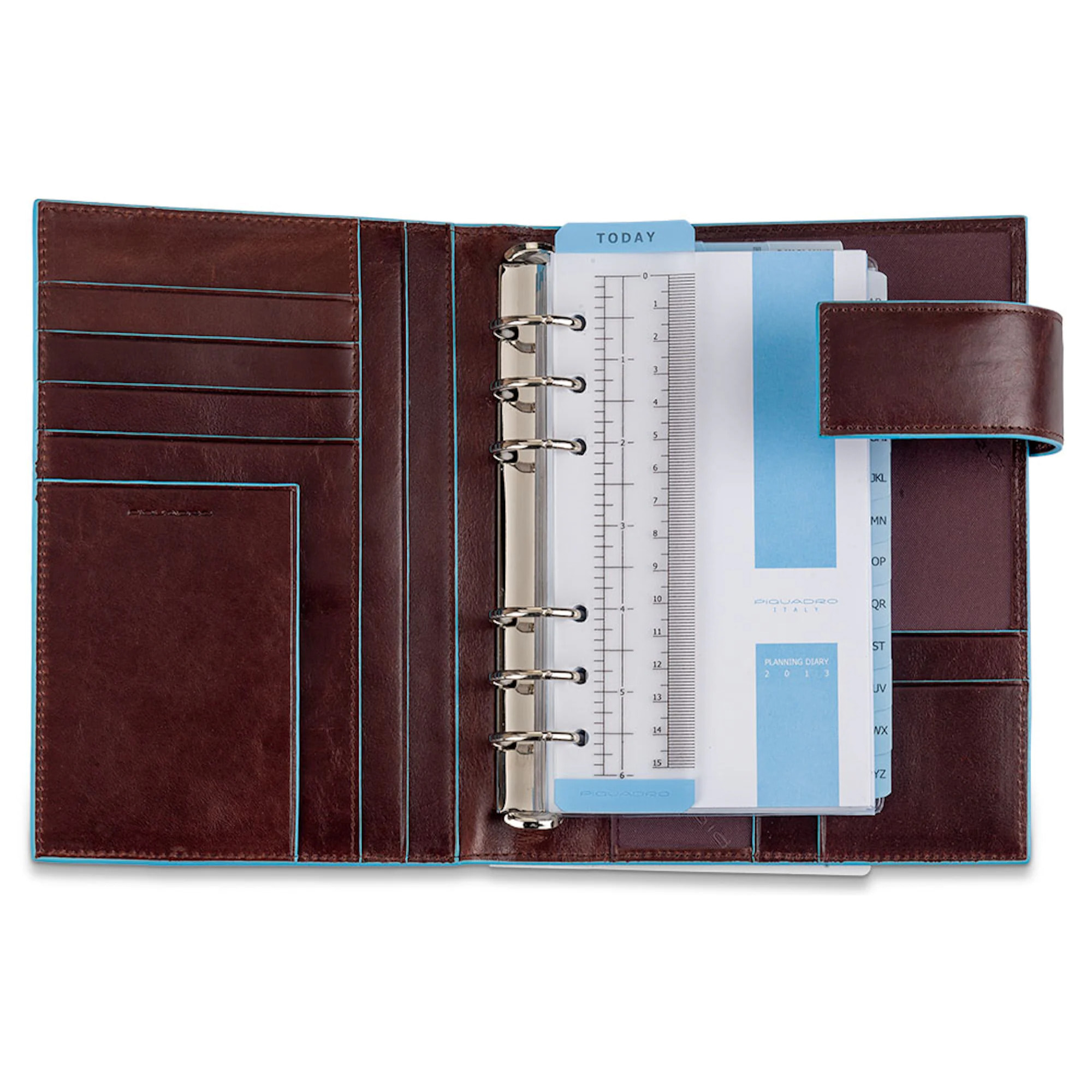 Piquadro Organiseur moyen format en cuir, à languette avec