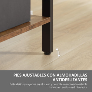 HOMCOM Estantería Librería de 4 Niveles con 8 Compartimentos de Almacenamiento Estilo Industrial para Sala de Estar Oficina Dormitorio 74x30x157,5 cm Marrón Rústico